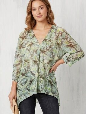 Wilde Green‎ Butterfly Sheer Flowy Fairycore Blouse Size XL